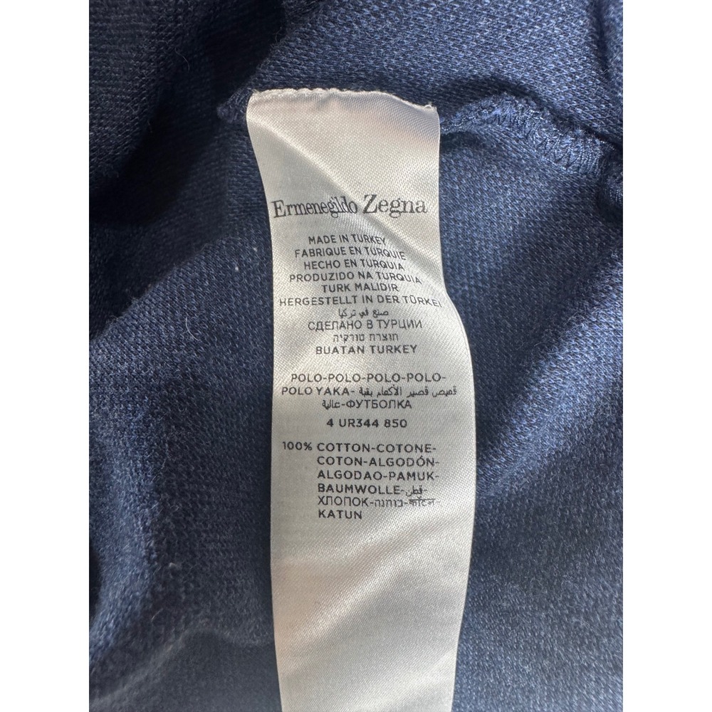 Ermenegildo Zegna Mens Blue Cotton Long Sleeve Polo Shirt XL 54 4UR344 850 - Picture 9 of 10